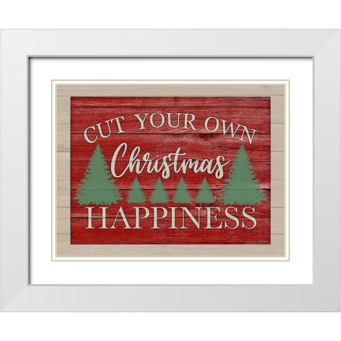 Christmas Happiness White Modern Wood Framed Art Print with Double Matting by Prime, Marcus