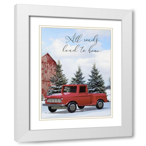 All Roads Lead To Home White Modern Wood Framed Art Print with Double Matting by Prime, Marcus