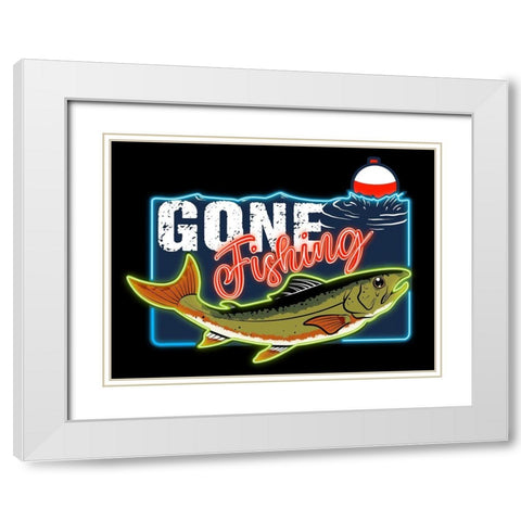 Gone Fishing White Modern Wood Framed Art Print with Double Matting by Prime, Marcus