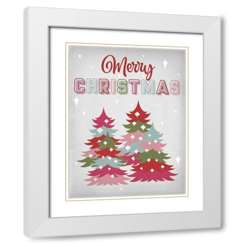 Merry Christmas White Modern Wood Framed Art Print with Double Matting by Prime, Marcus