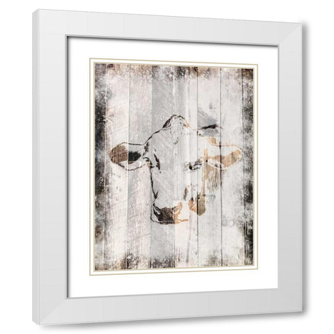 Splattered Cow White Modern Wood Framed Art Print with Double Matting by Prime, Marcus