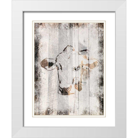 Splattered Cow White Modern Wood Framed Art Print with Double Matting by Prime, Marcus
