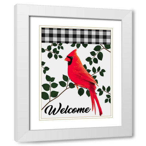 Welcoming Cardinal White Modern Wood Framed Art Print with Double Matting by Prime, Marcus
