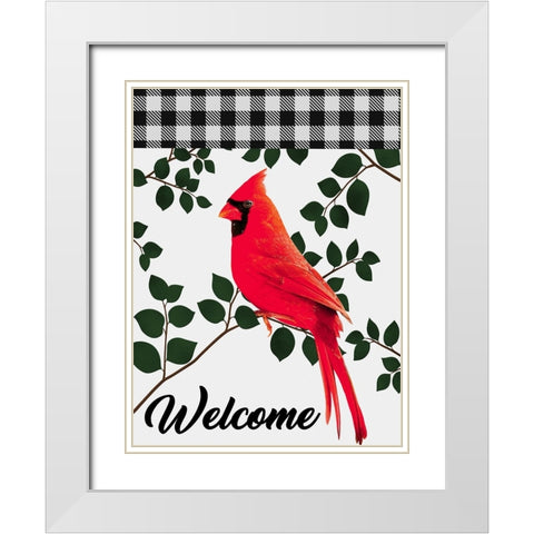 Welcoming Cardinal White Modern Wood Framed Art Print with Double Matting by Prime, Marcus