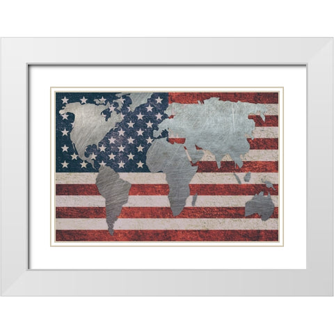 Free World 1 White Modern Wood Framed Art Print with Double Matting by Prime, Marcus
