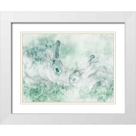 Marble And Bunnies White Modern Wood Framed Art Print with Double Matting by Prime, Marcus