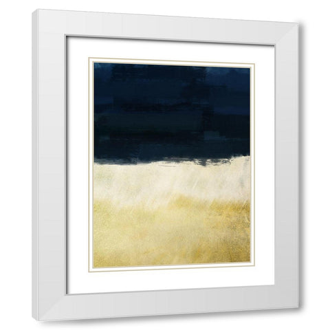 Gold Indigo Shuffle White Modern Wood Framed Art Print with Double Matting by Prime, Marcus