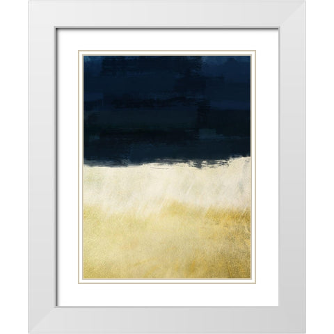 Gold Indigo Shuffle White Modern Wood Framed Art Print with Double Matting by Prime, Marcus