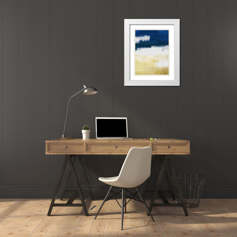 Gold Indigo Shuffle 2 White Modern Wood Framed Art Print with Double Matting by Prime, Marcus