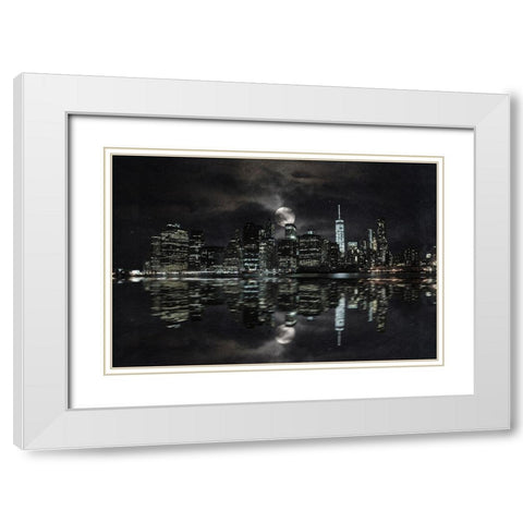 Full Moon NYC White Modern Wood Framed Art Print with Double Matting by Prime, Marcus