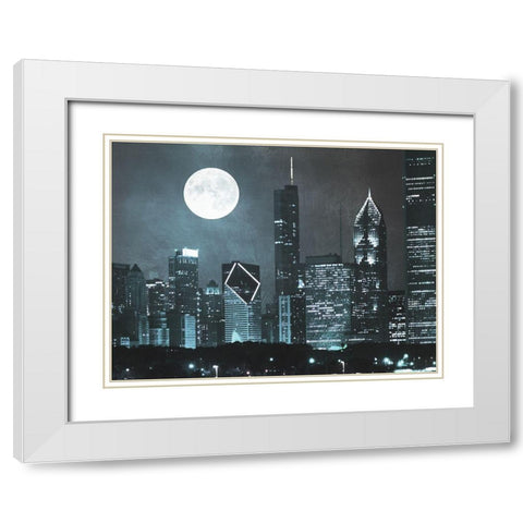 Moonlit Chicago 2 White Modern Wood Framed Art Print with Double Matting by Prime, Marcus