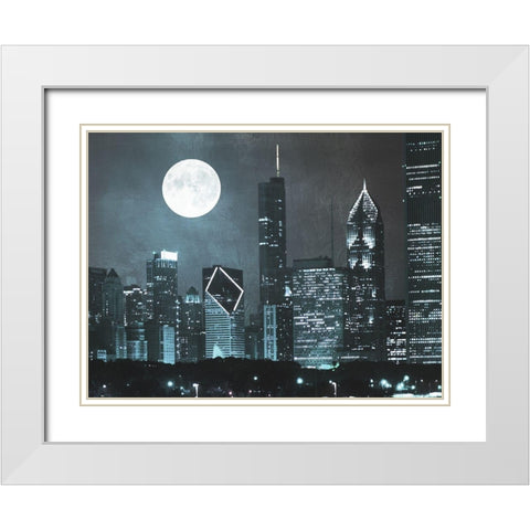Moonlit Chicago 2 White Modern Wood Framed Art Print with Double Matting by Prime, Marcus
