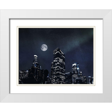 Moon Embraced Los Angeles White Modern Wood Framed Art Print with Double Matting by Prime, Marcus