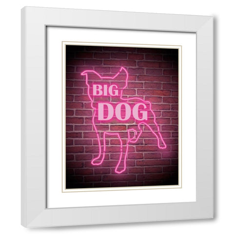 Neon Big Dog White Modern Wood Framed Art Print with Double Matting by Prime, Marcus