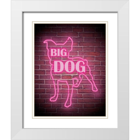 Neon Big Dog White Modern Wood Framed Art Print with Double Matting by Prime, Marcus
