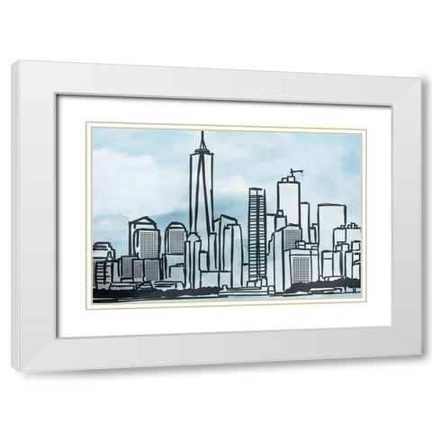 Illustrated New York White Modern Wood Framed Art Print with Double Matting by Prime, Marcus