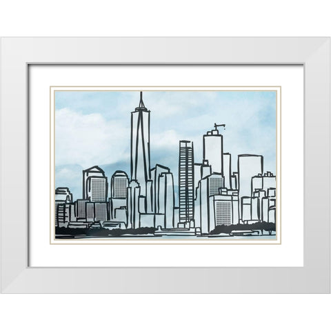 Illustrated New York White Modern Wood Framed Art Print with Double Matting by Prime, Marcus