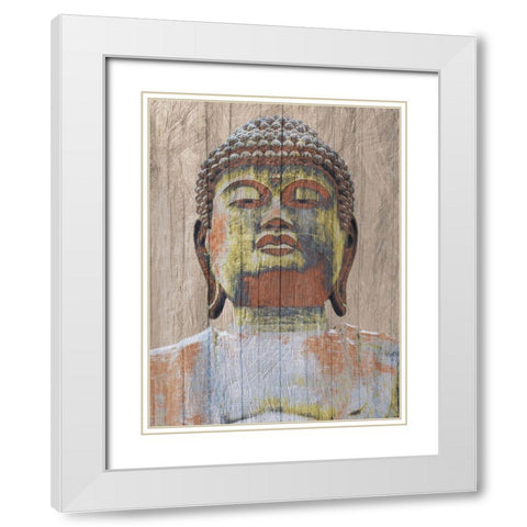 Wooden Painted Buddha White Modern Wood Framed Art Print with Double Matting by Prime, Marcus