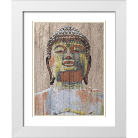 Wooden Painted Buddha White Modern Wood Framed Art Print with Double Matting by Prime, Marcus