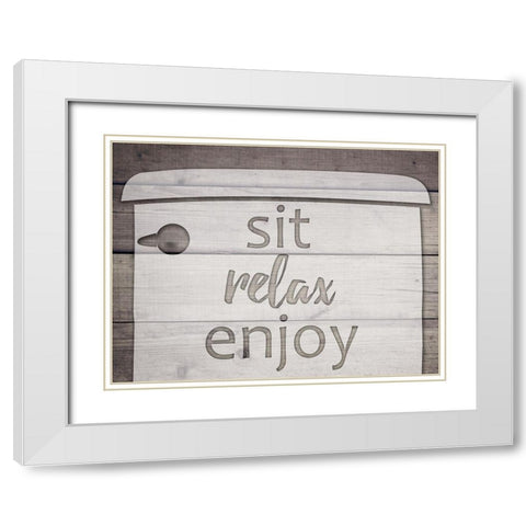 Relaxing Sit White Modern Wood Framed Art Print with Double Matting by Prime, Marcus