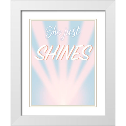 She Shines White Modern Wood Framed Art Print with Double Matting by Prime, Marcus