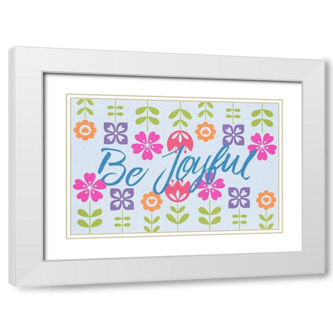 Joyful Flowers 1 White Modern Wood Framed Art Print with Double Matting by Prime, Marcus