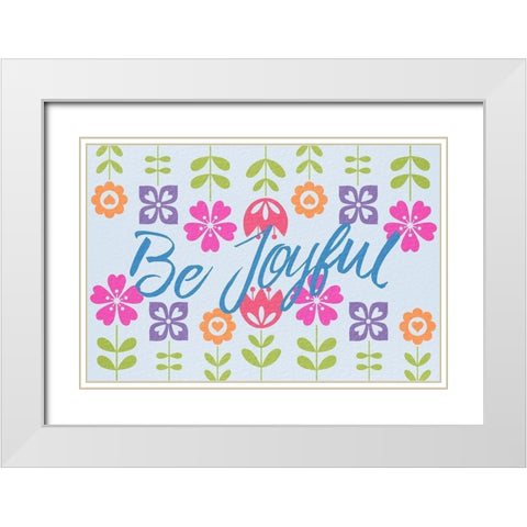 Joyful Flowers 1 White Modern Wood Framed Art Print with Double Matting by Prime, Marcus