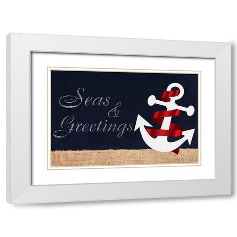 Seas N Greetings 1 White Modern Wood Framed Art Print with Double Matting by Prime, Marcus