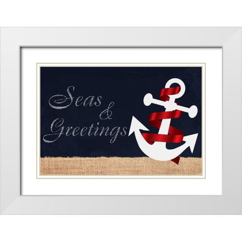 Seas N Greetings 1 White Modern Wood Framed Art Print with Double Matting by Prime, Marcus