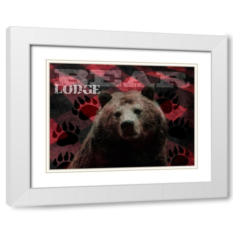 Flannel Bear Lodge 1 White Modern Wood Framed Art Print with Double Matting by Prime, Marcus