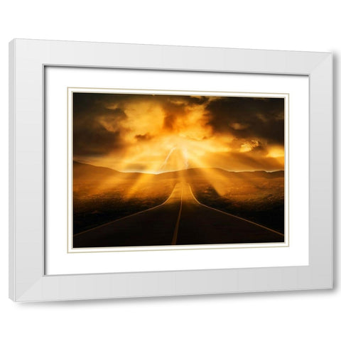 Road Less Traveled White Modern Wood Framed Art Print with Double Matting by Prime, Marcus