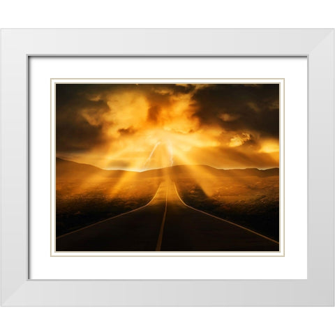 Road Less Traveled White Modern Wood Framed Art Print with Double Matting by Prime, Marcus