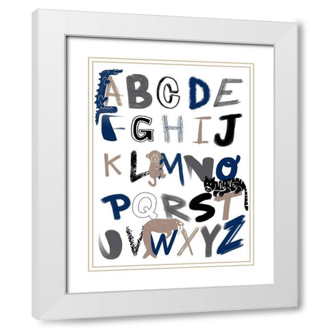 Critter Alphabet 1 White Modern Wood Framed Art Print with Double Matting by Prime, Marcus