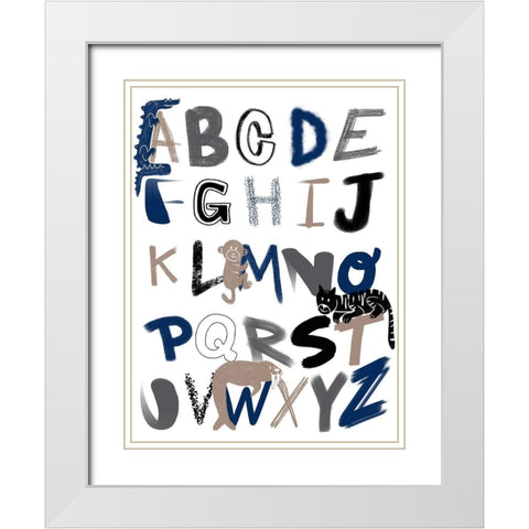 Critter Alphabet 1 White Modern Wood Framed Art Print with Double Matting by Prime, Marcus