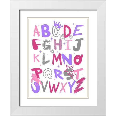 Princess Alphabet 1 White Modern Wood Framed Art Print with Double Matting by Prime, Marcus