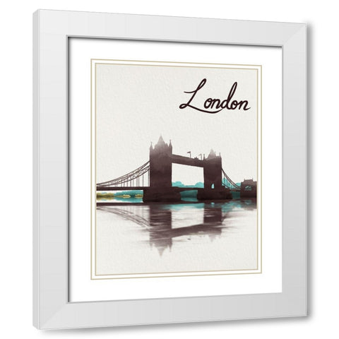 Watercolored London White Modern Wood Framed Art Print with Double Matting by Prime, Marcus