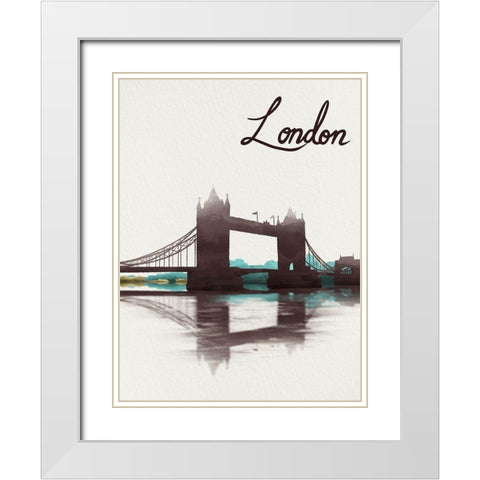 Watercolored London White Modern Wood Framed Art Print with Double Matting by Prime, Marcus