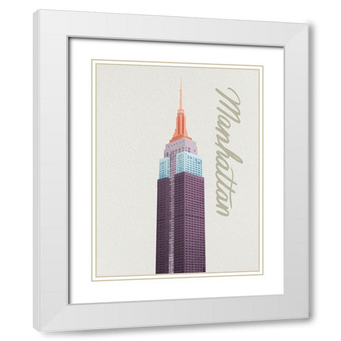 Colorful Manhattan 1 White Modern Wood Framed Art Print with Double Matting by Prime, Marcus