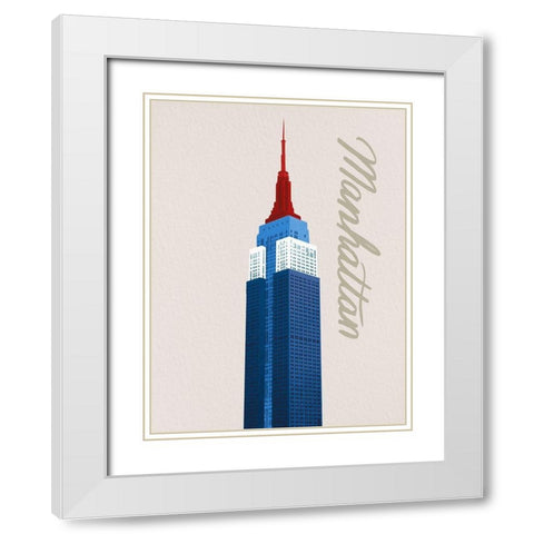 Patriotic Manhattan 1 White Modern Wood Framed Art Print with Double Matting by Prime, Marcus