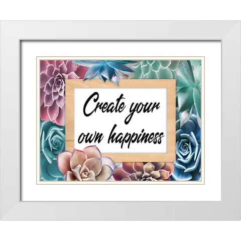 Create Happiness 1 White Modern Wood Framed Art Print with Double Matting by Prime, Marcus
