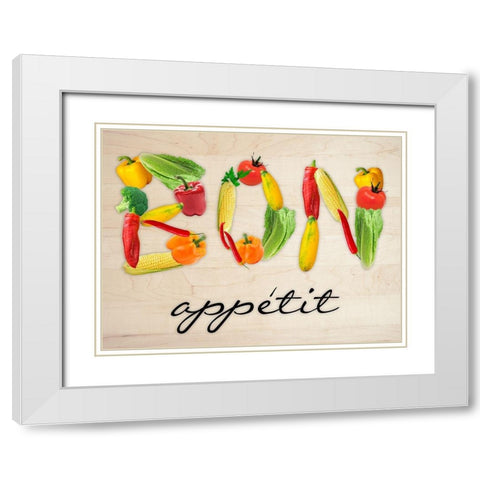 Bon Appetit White Modern Wood Framed Art Print with Double Matting by Prime, Marcus