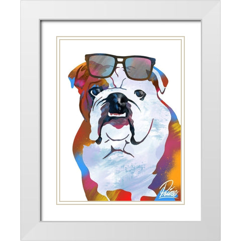 Flashy Bulldog 1 White Modern Wood Framed Art Print with Double Matting by Prime, Marcus