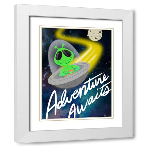 Adventure Awaits 1 White Modern Wood Framed Art Print with Double Matting by Prime, Marcus