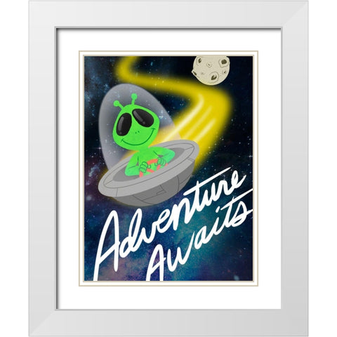 Adventure Awaits 1 White Modern Wood Framed Art Print with Double Matting by Prime, Marcus