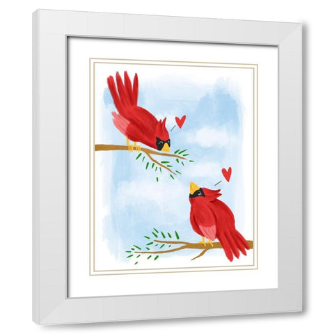 Love Birds 1 White Modern Wood Framed Art Print with Double Matting by Prime, Marcus