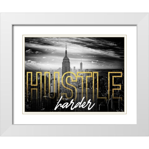 Hustle Hard 1 White Modern Wood Framed Art Print with Double Matting by Prime, Marcus