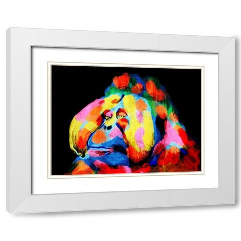 Monkey Color Burst 2 White Modern Wood Framed Art Print with Double Matting by Prime, Marcus