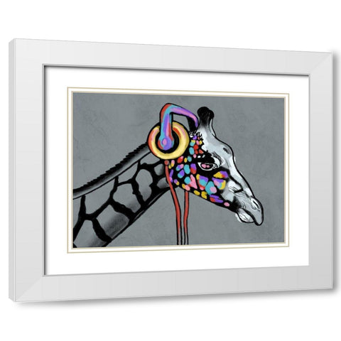 Boomin Giraffe White Modern Wood Framed Art Print with Double Matting by Prime, Marcus