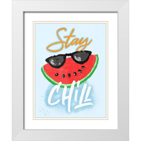 Stay Chill White Modern Wood Framed Art Print with Double Matting by Prime, Marcus