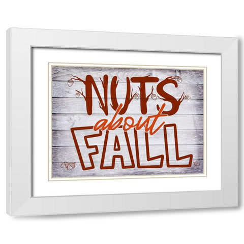 Nuts About Fall White Modern Wood Framed Art Print with Double Matting by Prime, Marcus